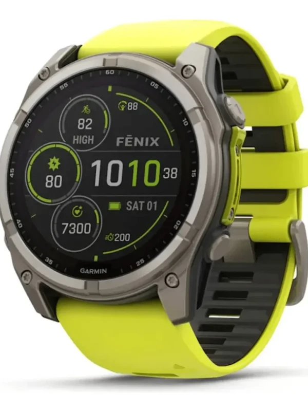 Relógio Garmin Fênix 8 Sapphire Solar Titânio 51mm Yellow