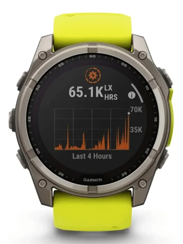 Relógio Garmin Fênix 8 Sapphire Solar Titânio 51mm Yellow