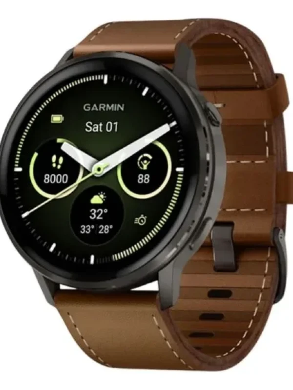 Relógio Garmin Venu 4 Preto 45mm Pulseira Extra de Couro