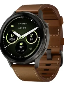Relógio Garmin Venu 4 Preto 45mm Pulseira Extra de Couro