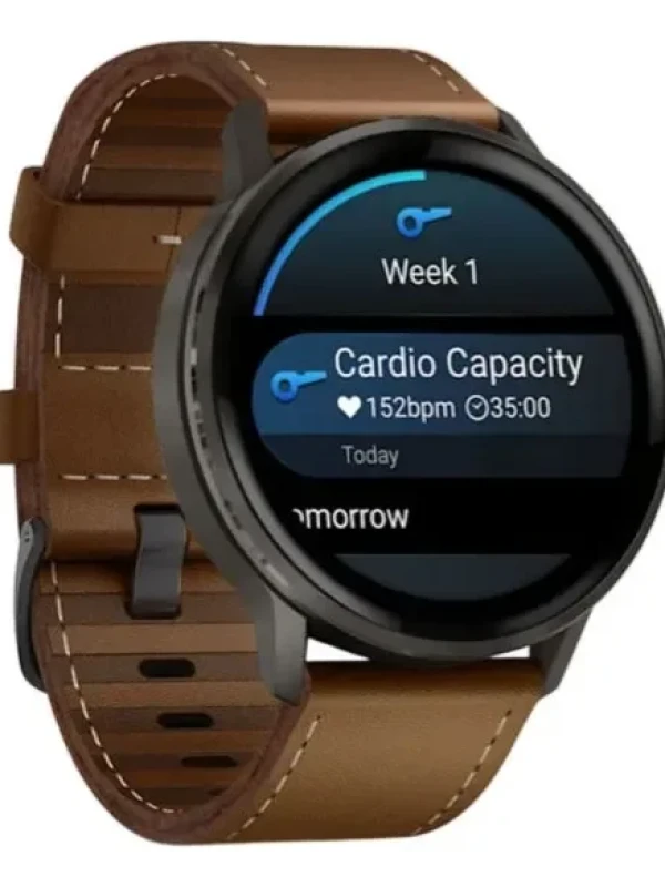 Relógio Garmin Venu 4 Preto 45mm Pulseira Extra de Couro