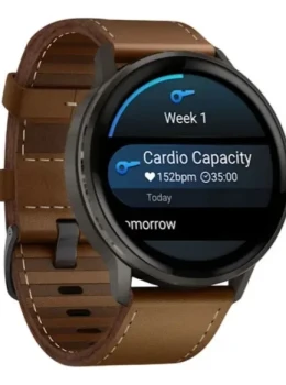 Relógio Garmin Venu 4 Preto 45mm Pulseira Extra de Couro