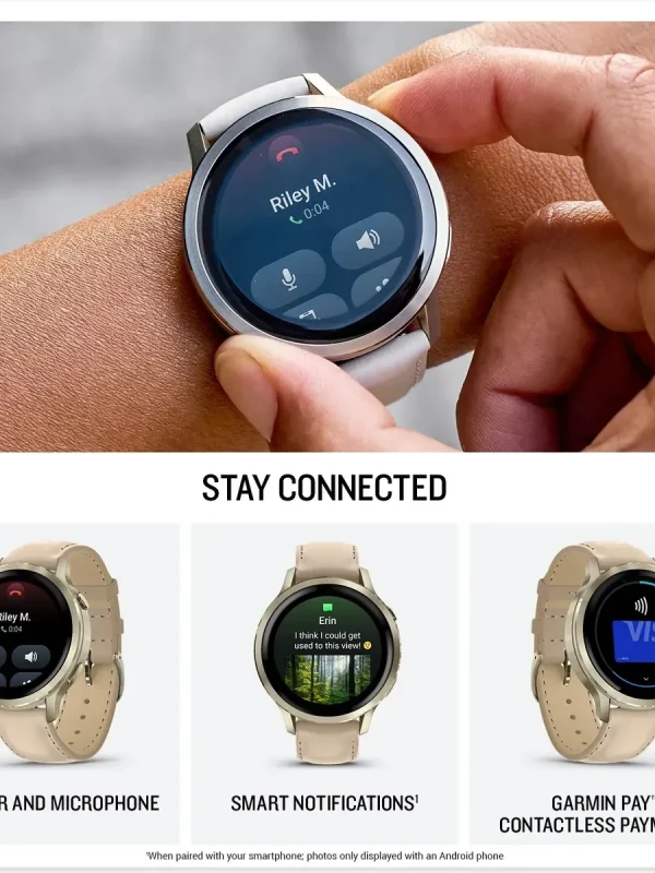Relógio Garmin Venu 4 Lunar Gold 41mm Couro
