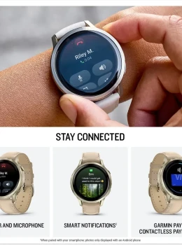 Relógio Garmin Venu 4 Lunar Gold 41mm Couro