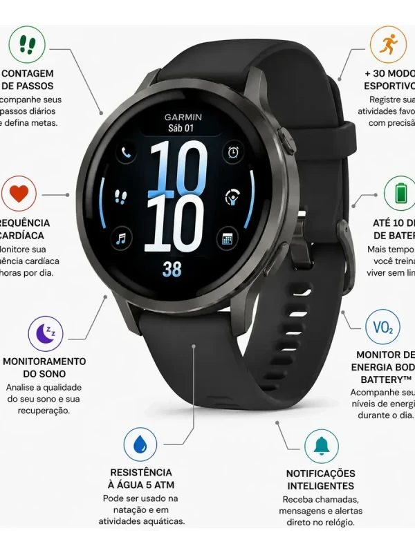 Relógio Garmin Venu 4 Preto 41mm