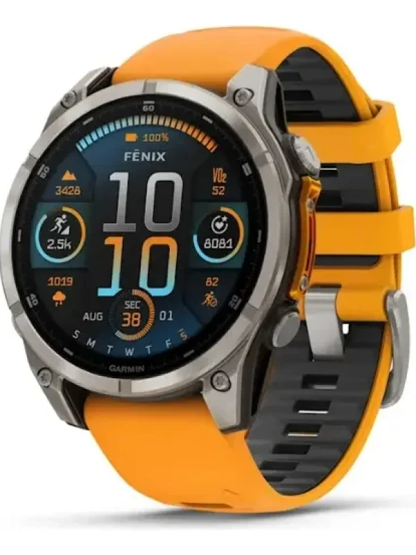 Relógio Garmin Fênix 8 Amoled Saphire 47mm Orange
