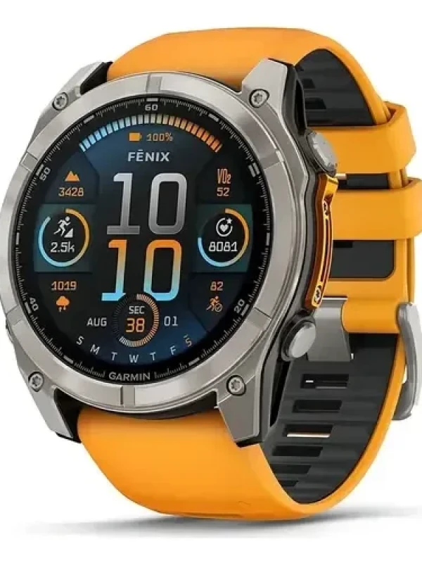 Relógio Garmin Fênix 8 Amoled Saphire 51mm Laranja