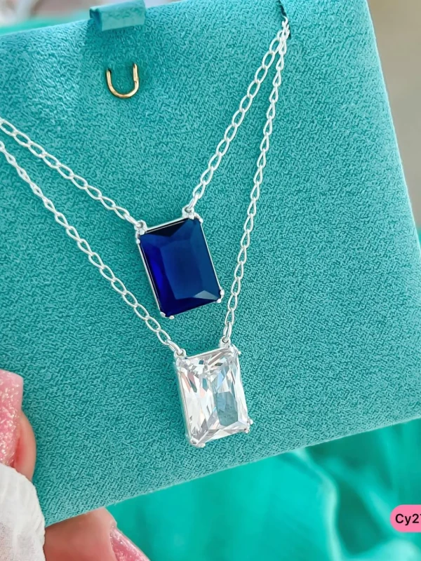 Colar Pedra Azul Natural Elegante Feminino