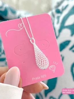 Pingente Gota Renda Italiana Prata 925