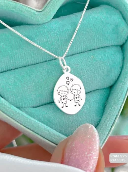 Pingente Filhos Meninos Prata 925 Detalhado