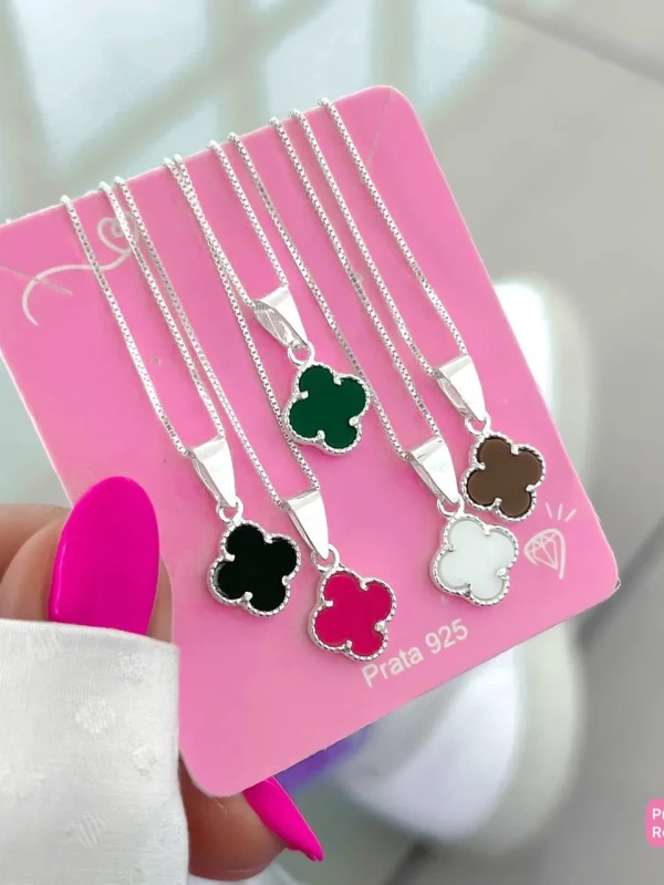 Pingente Trevo Pink Feminino Elegante