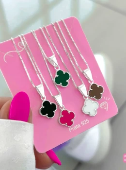 Pingente Trevo Pink Feminino Elegante