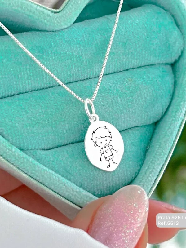 Pingente Filho Menino Prata 925 Detalhado