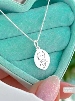 Pingente Filho Menino Prata 925 Detalhado