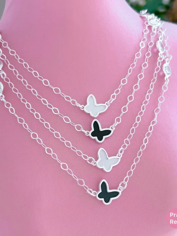 Colar Borboleta Preta Elegante Feminino